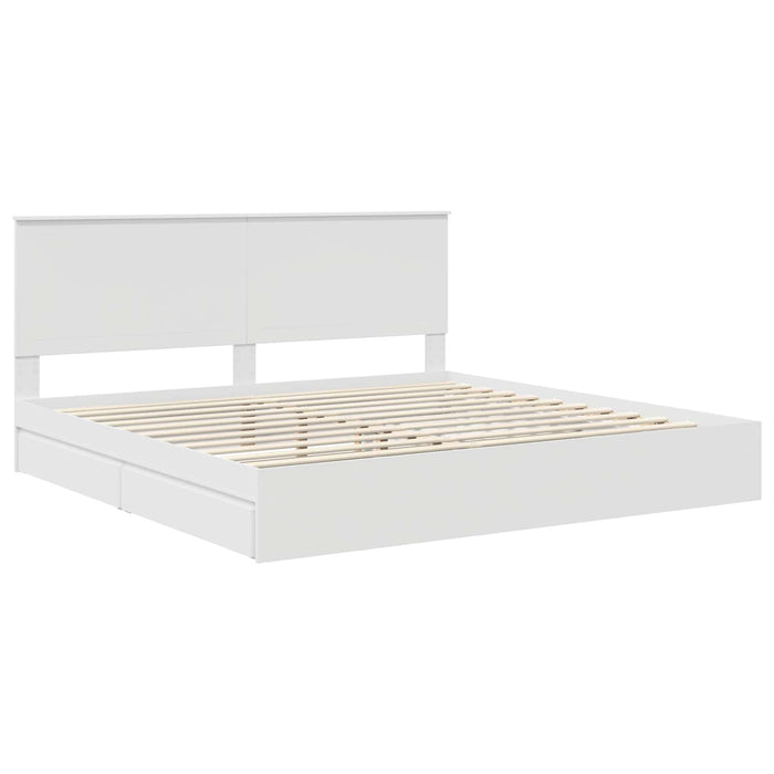 Pat cu storage cu headboard Alb 200 x 200 cm Lemn compozit WALTI