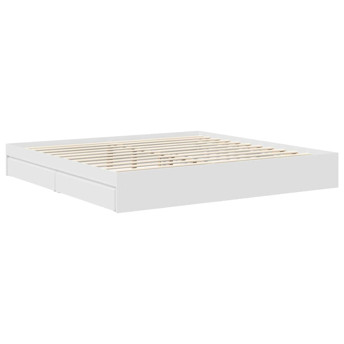 Pat cu storage cu headboard Alb 200 x 200 cm Lemn compozit WALTI