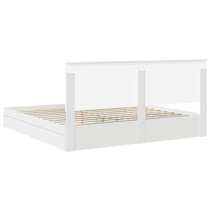 Pat cu storage cu headboard Alb 200 x 200 cm Lemn compozit WALTI