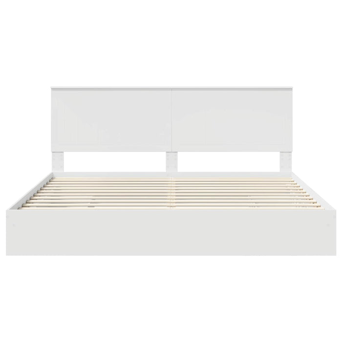 Pat cu storage cu headboard Alb 200 x 200 cm Lemn compozit WALTI