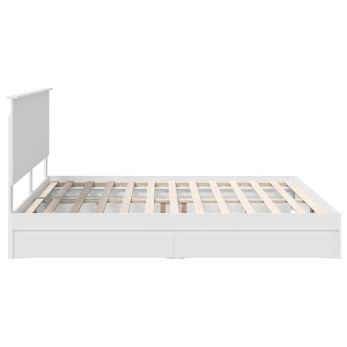 Pat cu storage cu headboard Alb 200 x 200 cm Lemn compozit WALTI