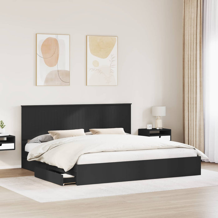 Pat cu storage cu headboard Negru 200 x 200 cm Lemn compozit - WALTI WALTI