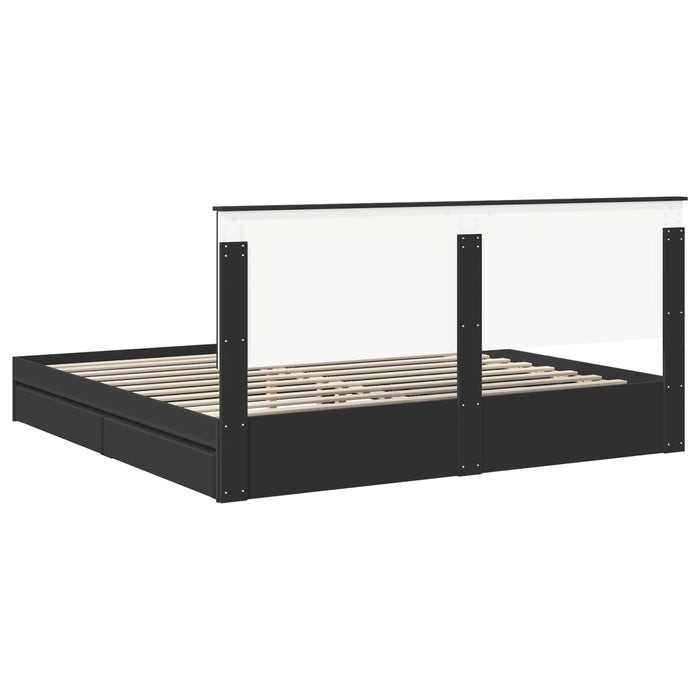 Pat cu storage cu headboard Negru 200 x 200 cm Lemn compozit - WALTI WALTI