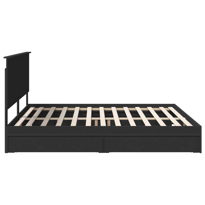 Pat cu storage cu headboard Negru 200 x 200 cm Lemn compozit - WALTI WALTI