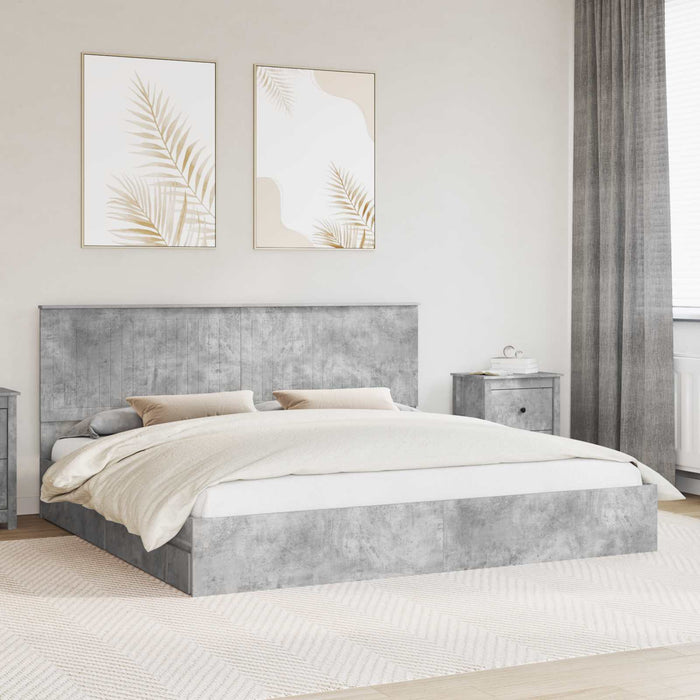 Pat cu storage Gri din beton 200 x 200 cm Lemn compozit - WALTI WALTI