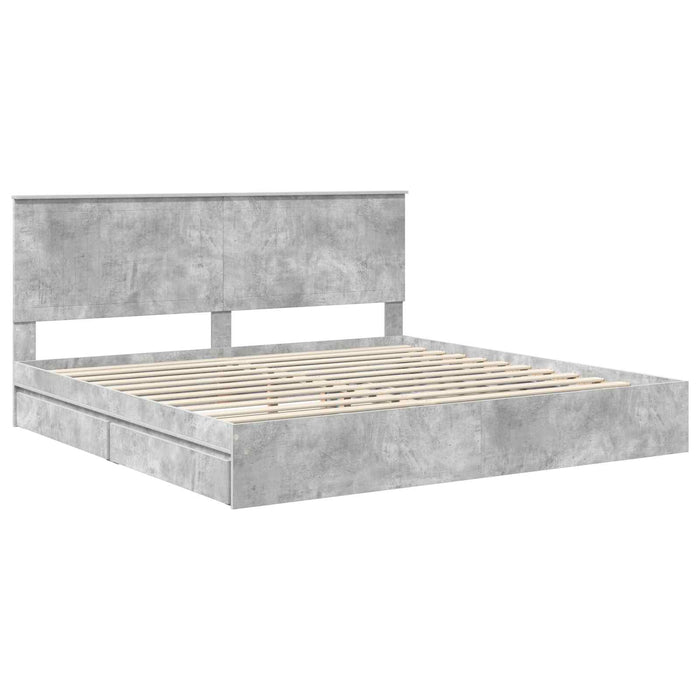 Pat cu storage Gri din beton 200 x 200 cm Lemn compozit - WALTI WALTI