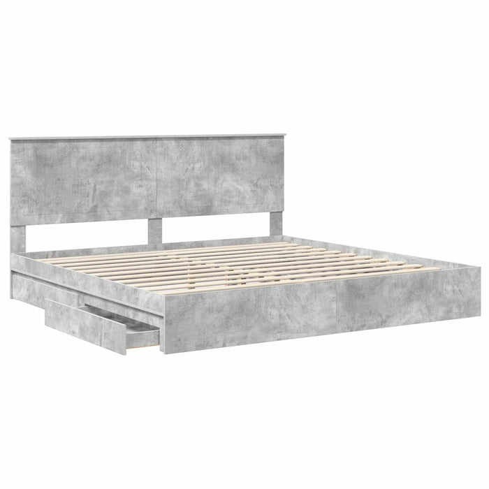 Pat cu storage Gri din beton 200 x 200 cm Lemn compozit - WALTI WALTI