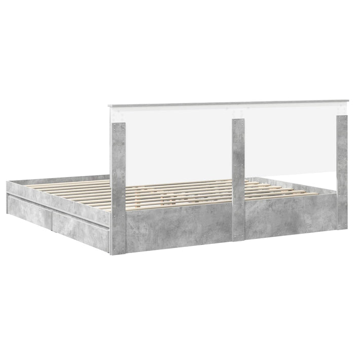 Pat cu storage Gri din beton 200 x 200 cm Lemn compozit - WALTI WALTI