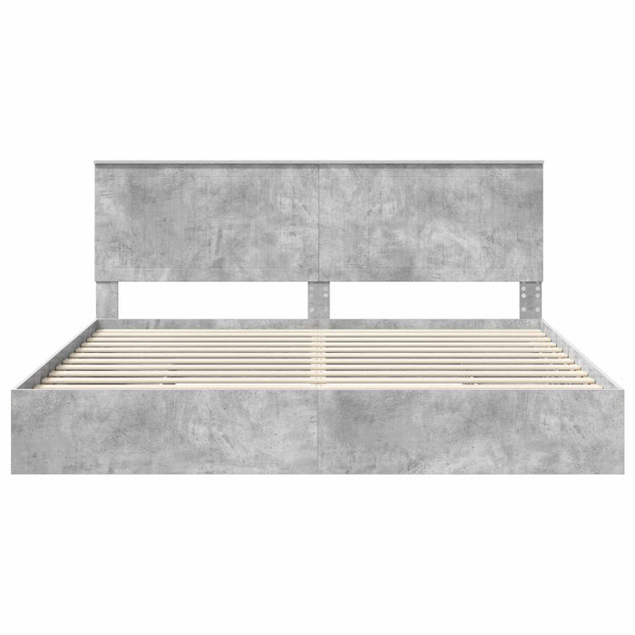 Pat cu storage Gri din beton 200 x 200 cm Lemn compozit - WALTI WALTI