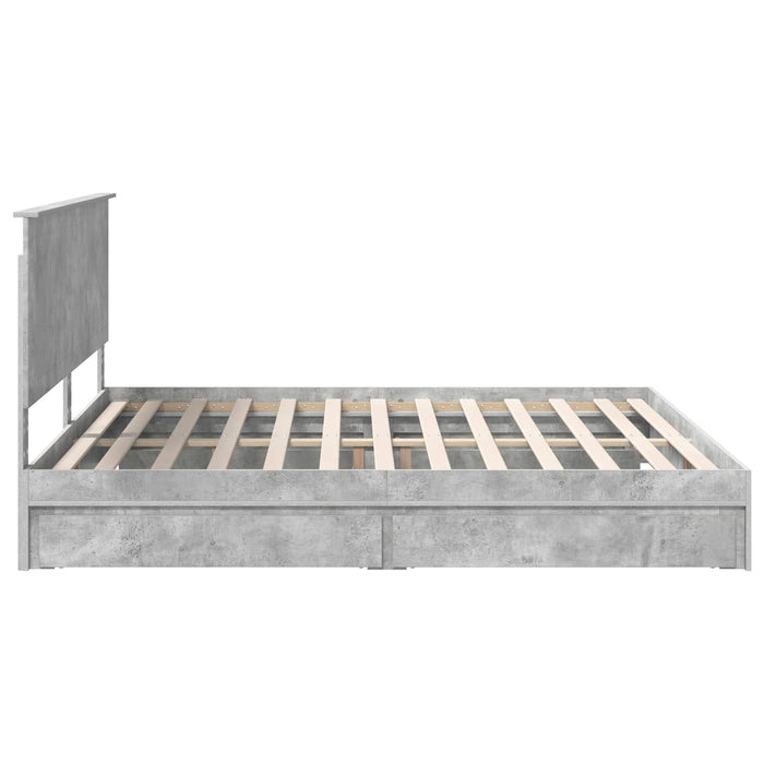 Pat cu storage Gri din beton 200 x 200 cm Lemn compozit - WALTI WALTI