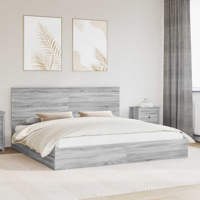 Pat cu storage cu sertar Gri Sonoma 200 x 200 cm Lemn compozit - WALTI WALTI