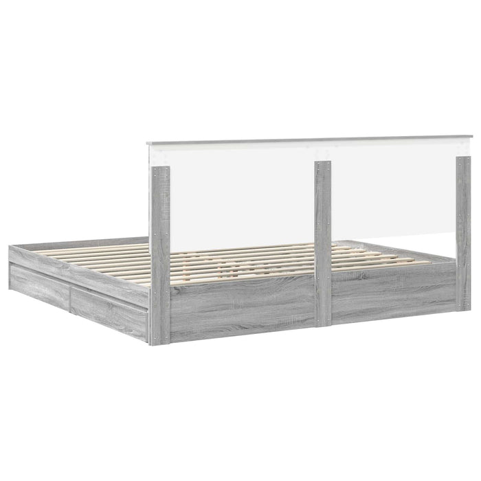 Pat cu storage cu sertar Gri Sonoma 200 x 200 cm Lemn compozit - WALTI WALTI