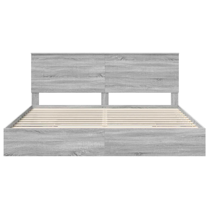 Pat cu storage cu sertar Gri Sonoma 200 x 200 cm Lemn compozit - WALTI WALTI