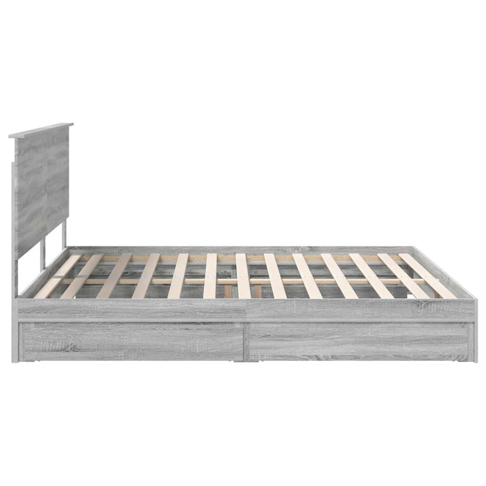Pat cu storage cu sertar Gri Sonoma 200 x 200 cm Lemn compozit - WALTI WALTI