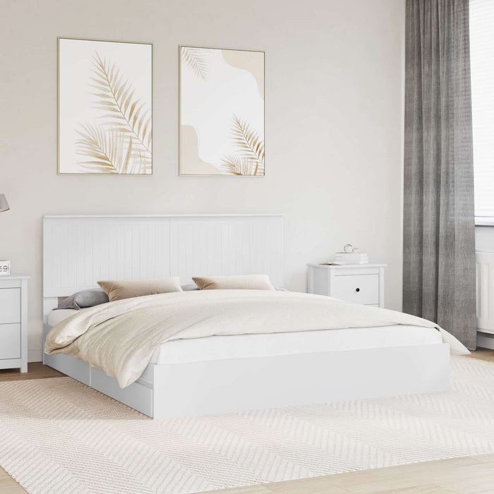 Pat cu storage cu headboard Alb 180 x 200 cm Lemn compozit - WALTI WALTI