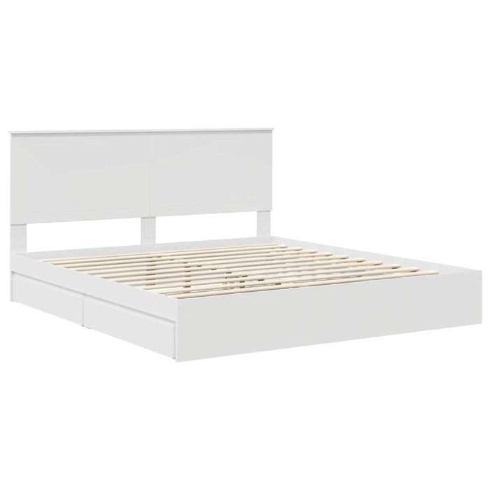 Pat cu storage cu headboard Alb 180 x 200 cm Lemn compozit - WALTI WALTI