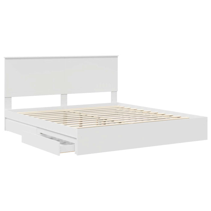 Pat cu storage cu headboard Alb 180 x 200 cm Lemn compozit - WALTI WALTI