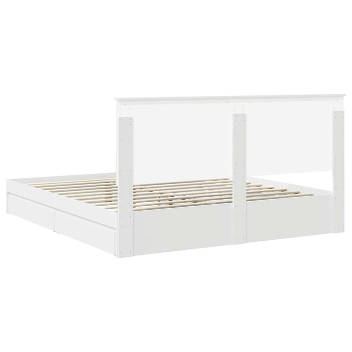 Pat cu storage cu headboard Alb 180 x 200 cm Lemn compozit - WALTI WALTI