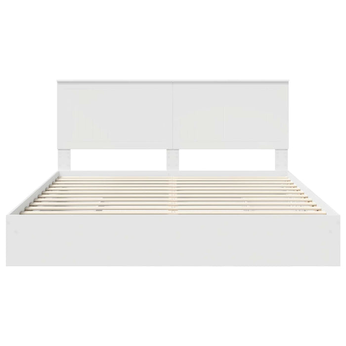 Pat cu storage cu headboard Alb 180 x 200 cm Lemn compozit - WALTI WALTI
