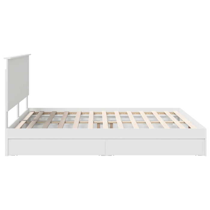Pat cu storage cu headboard Alb 180 x 200 cm Lemn compozit - WALTI WALTI