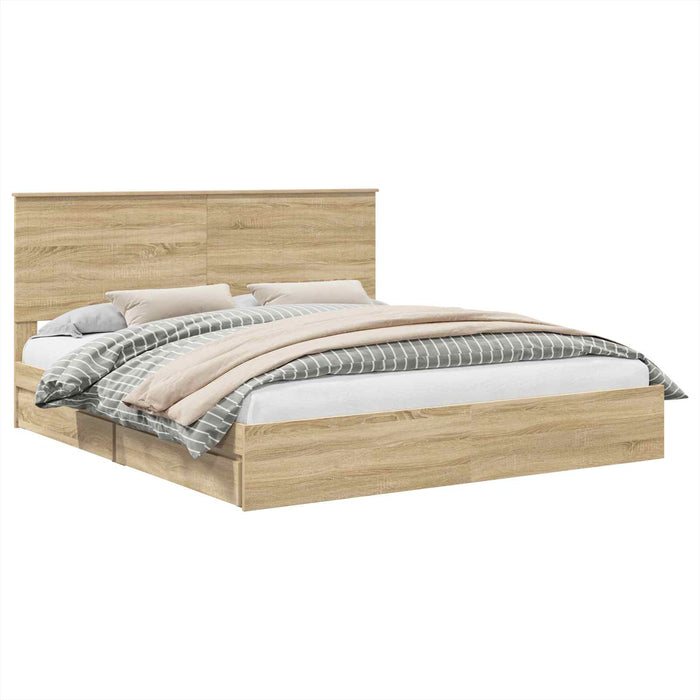 Pat cu storage Stejar Sonoma 180 x 200 cm Lemn compozit - WALTI WALTI