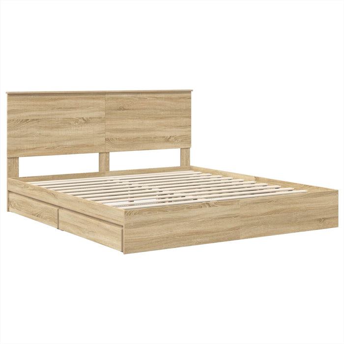 Pat cu storage Stejar Sonoma 180 x 200 cm Lemn compozit - WALTI WALTI