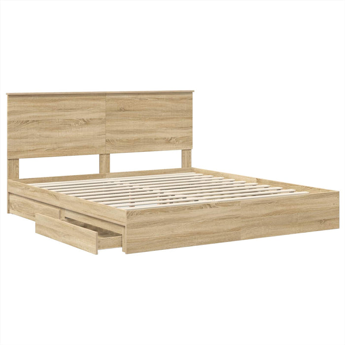Pat cu storage Stejar Sonoma 180 x 200 cm Lemn compozit - WALTI WALTI