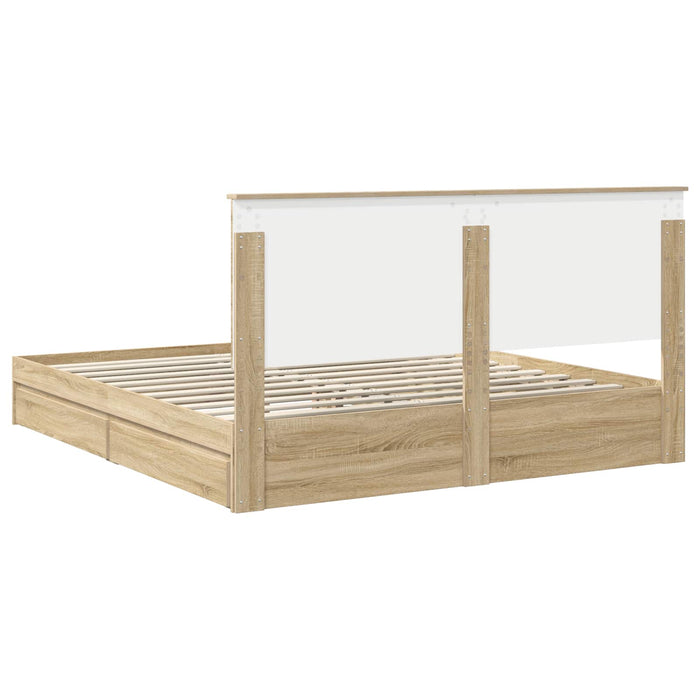 Pat cu storage Stejar Sonoma 180 x 200 cm Lemn compozit - WALTI WALTI