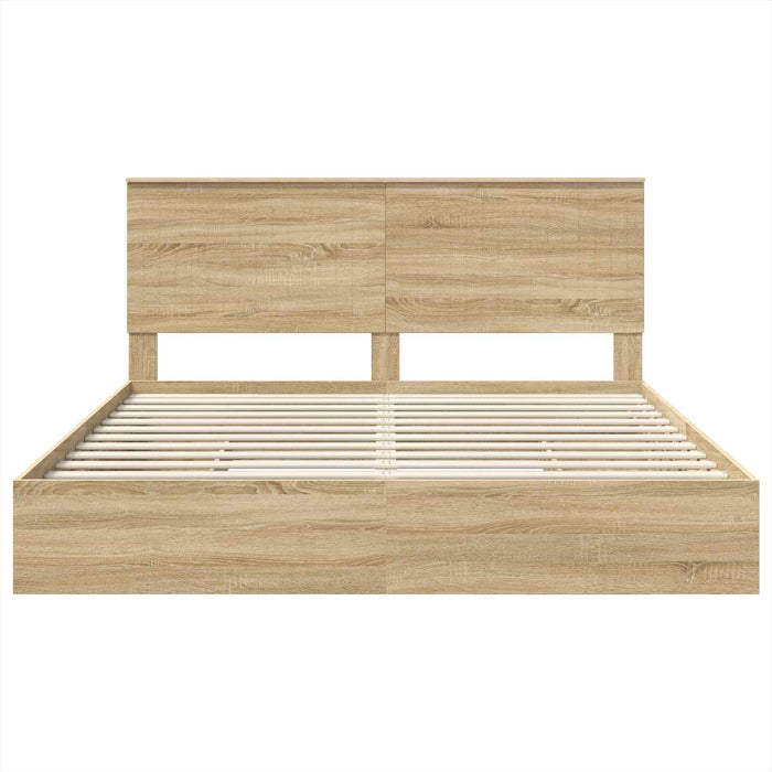 Pat cu storage Stejar Sonoma 180 x 200 cm Lemn compozit - WALTI WALTI