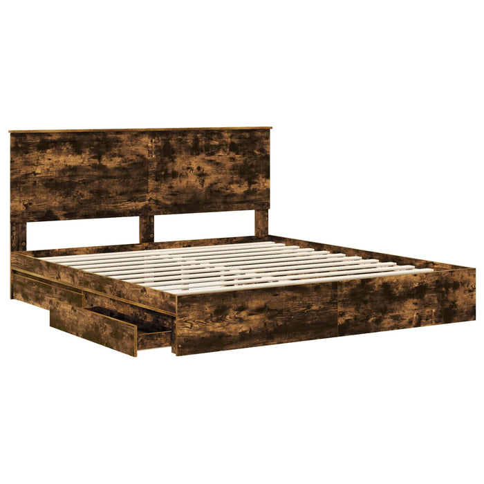 Pat cu storage Stejar fumuriu 180 x 200 cm Lemn compozit - WALTI WALTI