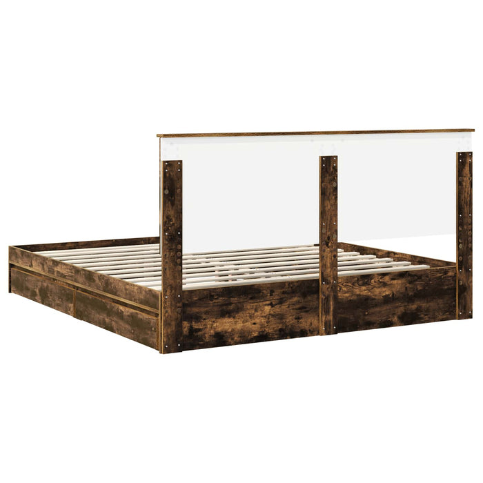 Pat cu storage Stejar fumuriu 180 x 200 cm Lemn compozit - WALTI WALTI