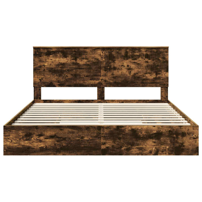 Pat cu storage Stejar fumuriu 180 x 200 cm Lemn compozit - WALTI WALTI