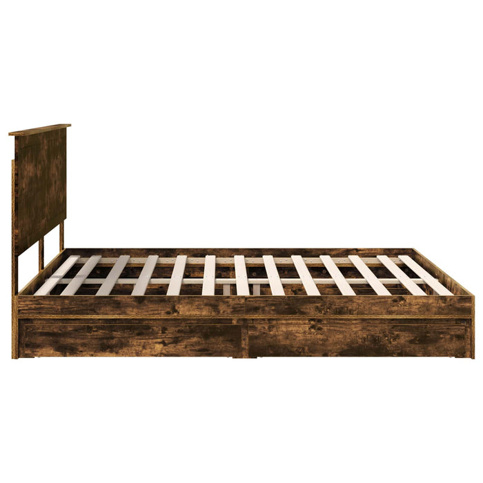 Pat cu storage Stejar fumuriu 180 x 200 cm Lemn compozit - WALTI WALTI