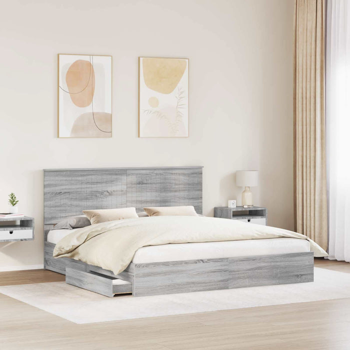 Pat cu storage cu sertar Gri Sonoma 180 x 200 cm Lemn compozit - WALTI WALTI
