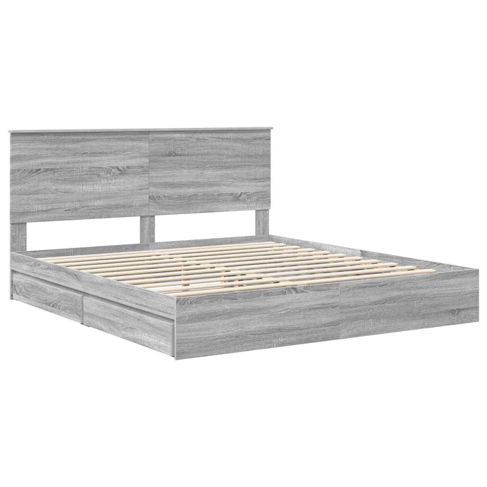 Pat cu storage cu sertar Gri Sonoma 180 x 200 cm Lemn compozit - WALTI WALTI