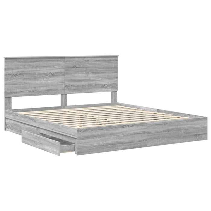 Pat cu storage cu sertar Gri Sonoma 180 x 200 cm Lemn compozit - WALTI WALTI