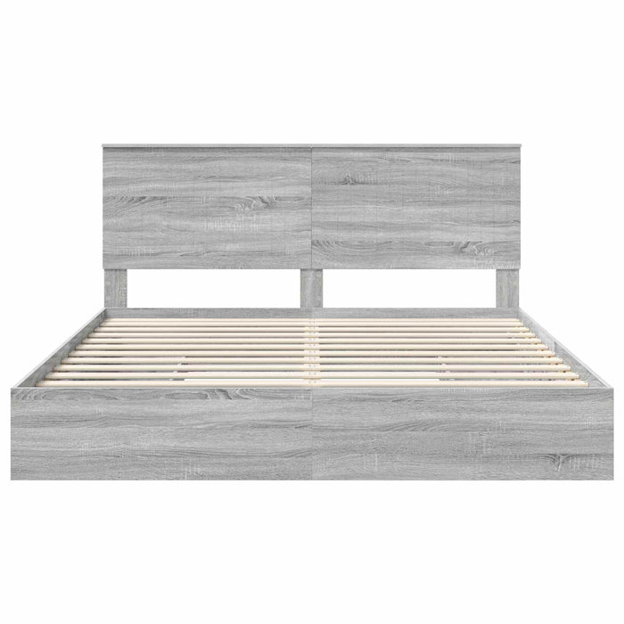 Pat cu storage cu sertar Gri Sonoma 180 x 200 cm Lemn compozit - WALTI WALTI