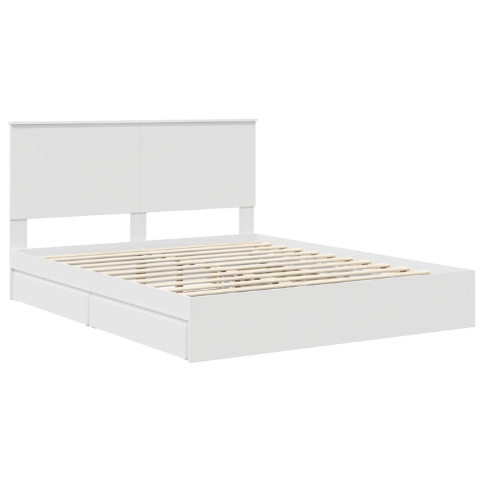 Pat cu storage cu headboard Alb 160 x 200 cm Lemn compozit - WALTI WALTI