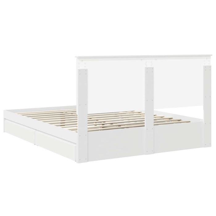Pat cu storage cu headboard Alb 160 x 200 cm Lemn compozit - WALTI WALTI