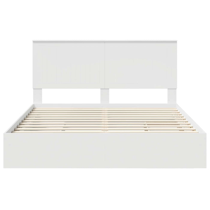 Pat cu storage cu headboard Alb 160 x 200 cm Lemn compozit - WALTI WALTI