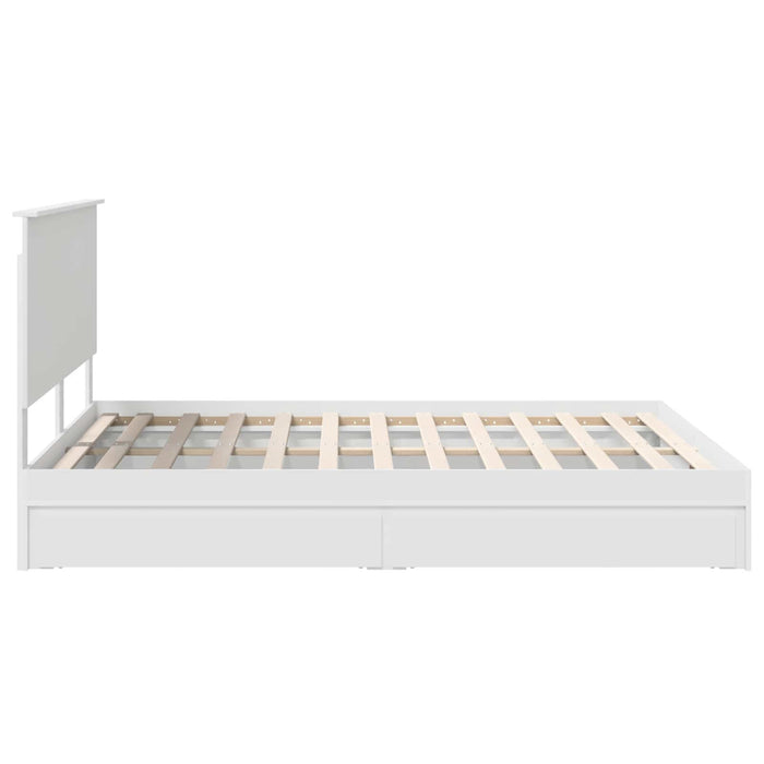 Pat cu storage cu headboard Alb 160 x 200 cm Lemn compozit - WALTI WALTI