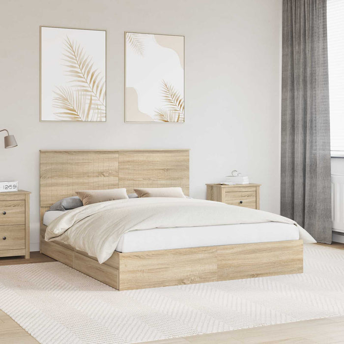 Pat cu storage Stejar Sonoma 160 x 200 cm Lemn compozit - WALTI WALTI