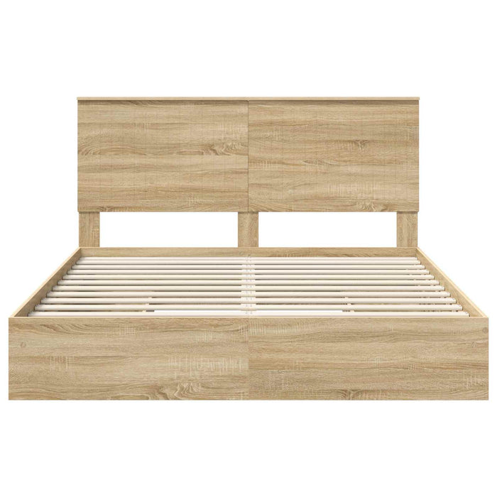 Pat cu storage Stejar Sonoma 160 x 200 cm Lemn compozit - WALTI WALTI