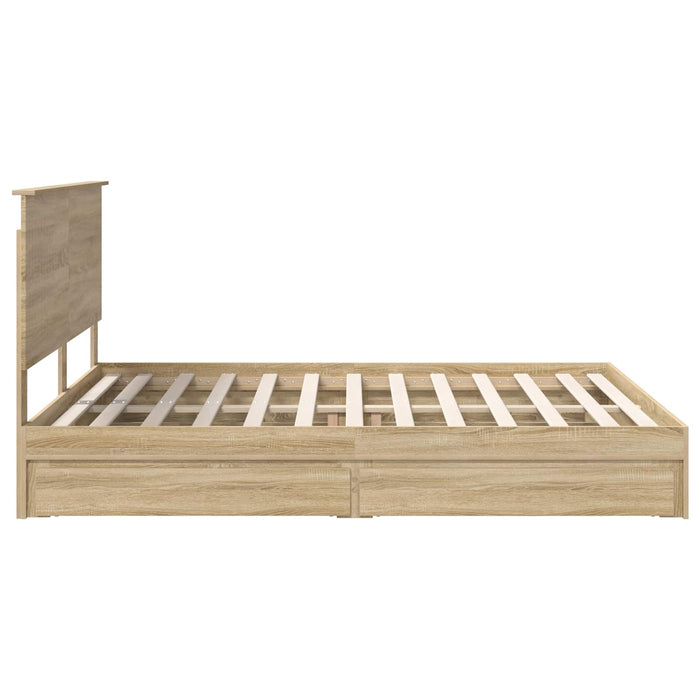 Pat cu storage Stejar Sonoma 160 x 200 cm Lemn compozit - WALTI WALTI
