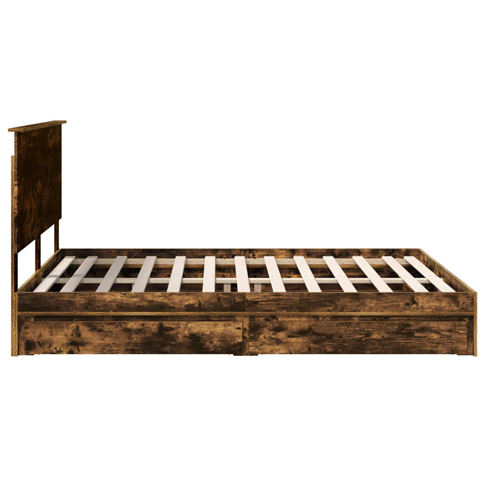 Pat cu storage Stejar fumuriu 160 x 200 cm Lemn compozit - WALTI WALTI