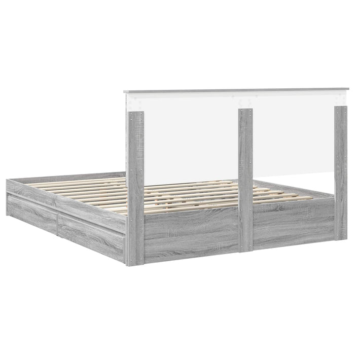 Pat cu storage cu sertar Gri Sonoma 160 x 200 cm Lemn compozit - WALTI WALTI