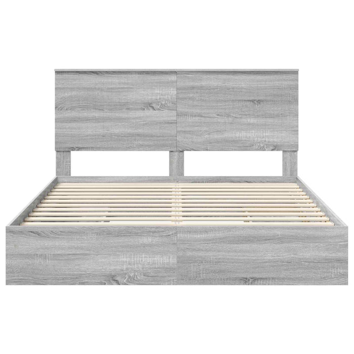 Pat cu storage cu sertar Gri Sonoma 160 x 200 cm Lemn compozit - WALTI WALTI