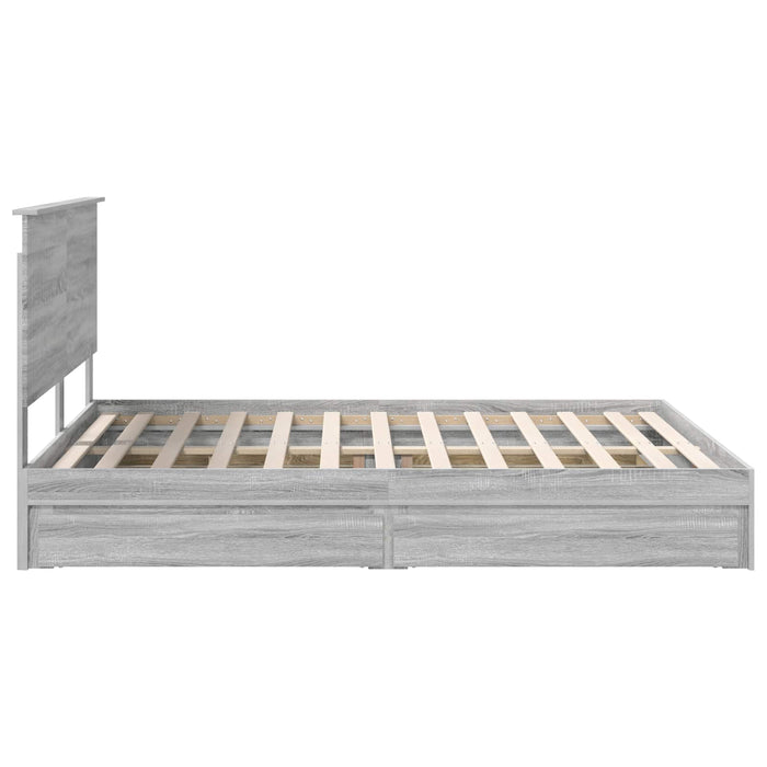 Pat cu storage cu sertar Gri Sonoma 160 x 200 cm Lemn compozit - WALTI WALTI