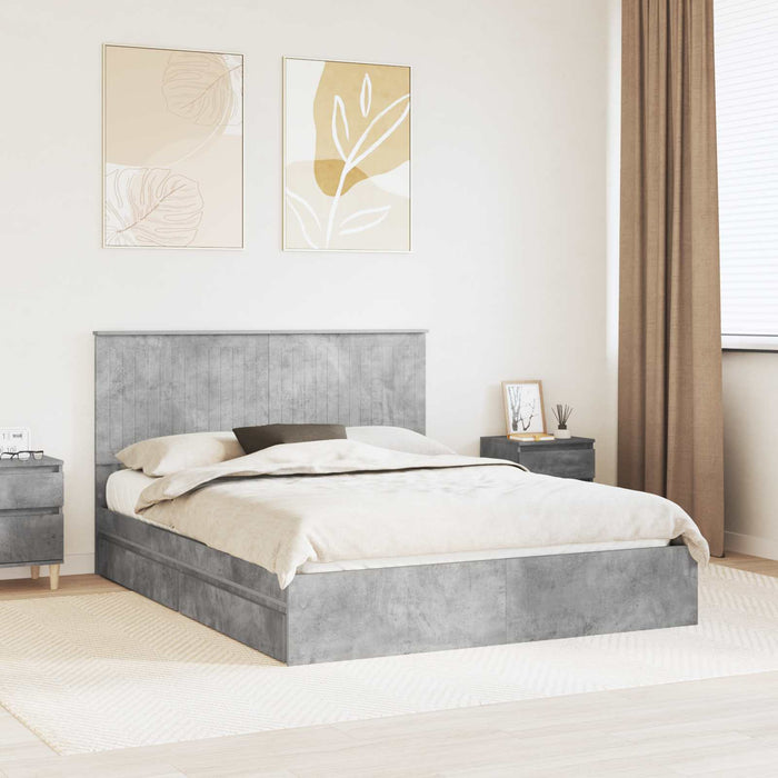 Pat cu storage Gri din beton 150 x 200 cm Lemn compozit - WALTI WALTI