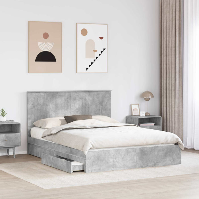 Pat cu storage Gri din beton 150 x 200 cm Lemn compozit - WALTI WALTI
